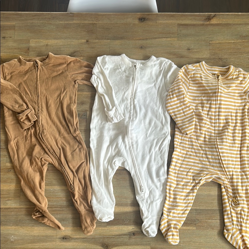 Cozy Kids One Piece Set - White, Brown, and Tan Stripes